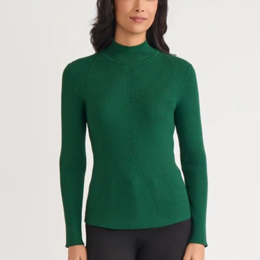 New! Madison Grey! Turtleneck Mock Neck! Green Sweater! Size PL! Long Sleeves!